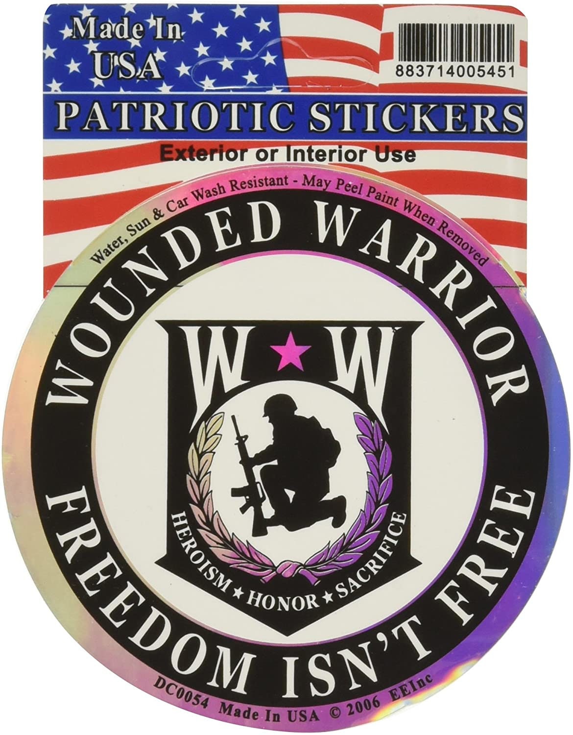 WOUNDED WARRIOR Freedom Isn't Free Sticker Decal - Veteran Vets Military Navy Marines Army Air Force