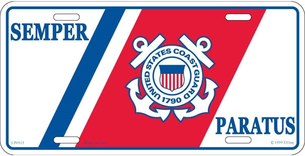 U.S. COAST GUARD Logo Semper Paratus Metal License Plate - Military Vet Veteran - United States