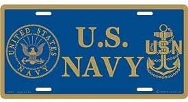 U.S. NAVY Anchor Logo & Seal Metal License Plate - Military Vet Veteran - United States USN Craft Supply