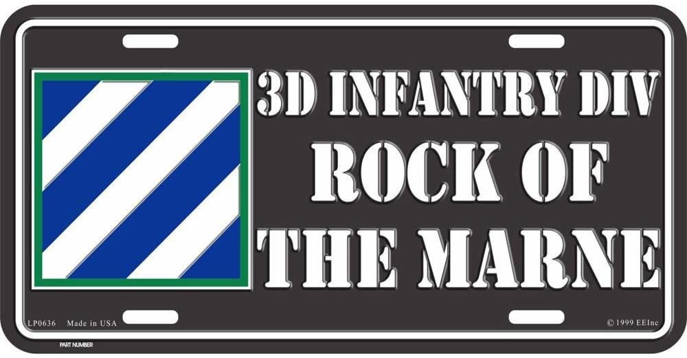 ARMY 3RD INFANTRY DIVISION Metal License Plate - Military Vet Veteran - United States Army Rock Of The Marne