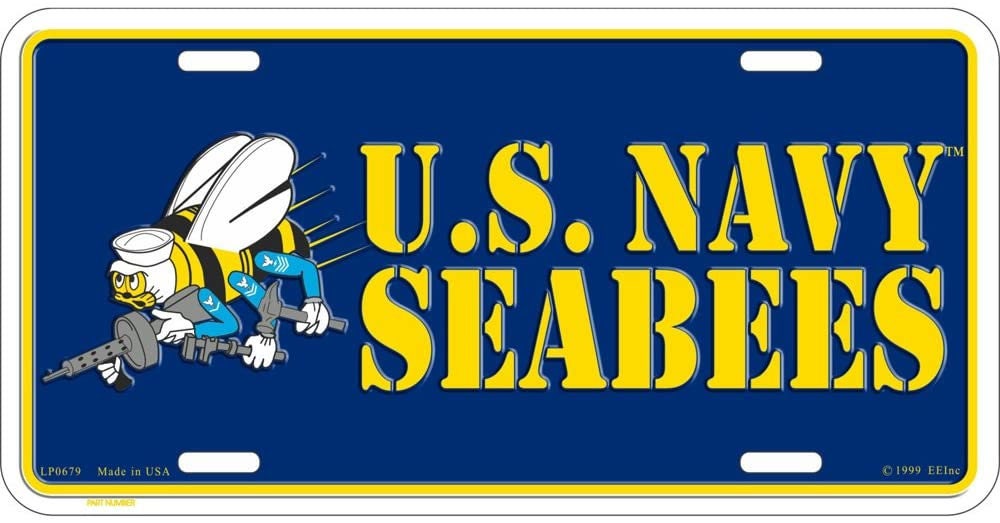 U.S. NAVY SEABEES Metal License Plate - Military Vet Veteran - United States USN