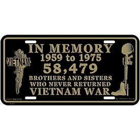 Vietnam In Loving Memory Metal License Plate - Military Vet Veteran - United States Army Marines