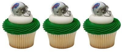 12 BUFFALO BILLS Cupcake Rings NFL Cake Toppers for Birthday Party Decoration