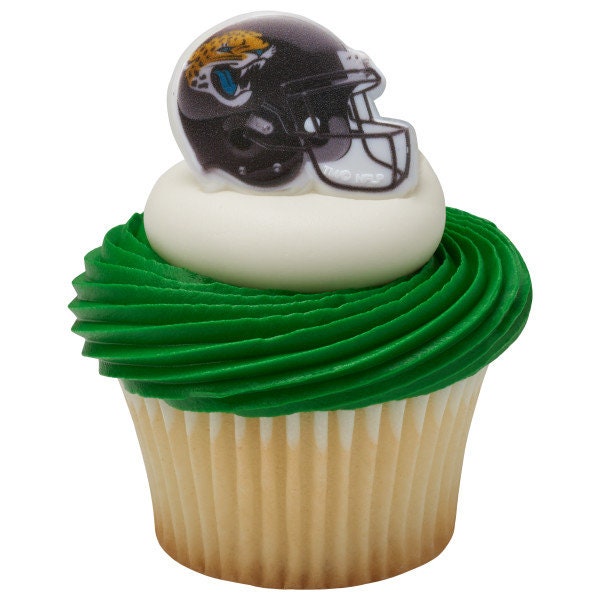 12 JACKSONVILLE JAGUARS Cupcake Rings NFL Cake Toppers for Birthday Party Decoration