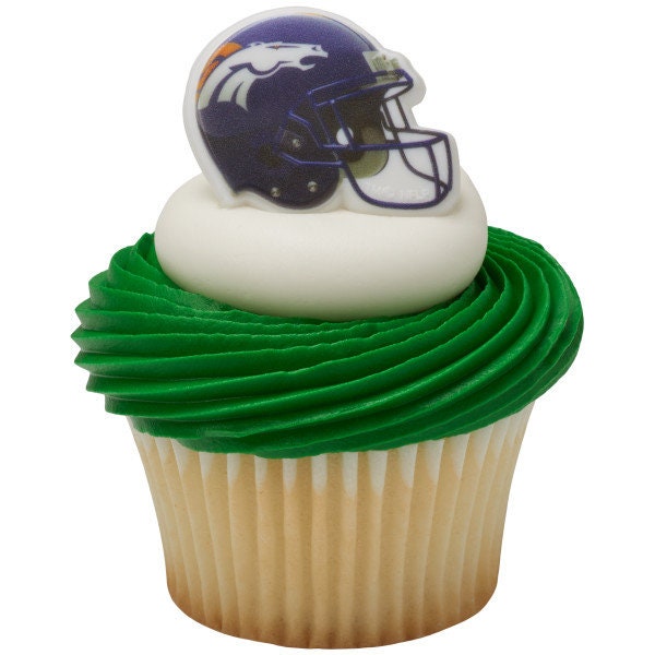 12 DENVER BRONCOS Cupcake Rings NFL Cake Toppers for Birthday Party Decoration