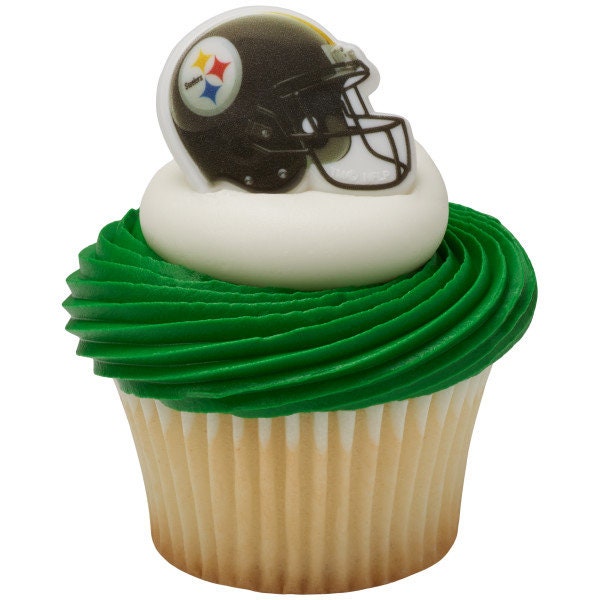 12 PITTSBURGH STEELERS Cupcake Rings NFL Cake Toppers for Birthday Party Decoration