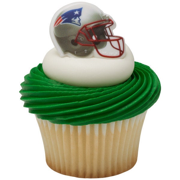 12 NEW ENGLAND PATRIOTS Cupcake Rings Nfl Cake Toppers for Birthday Party Decoration Craft Supply