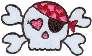GIRLY PIRATE SKULL Patch - Skulls Skeleton Embroidered Patch Applique Craft Supply
