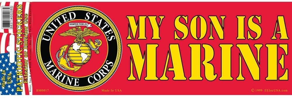 My Son Is A Marine Bumper Sticker Decal - Veteran Vets Military Navy Marines Army Craft Supply