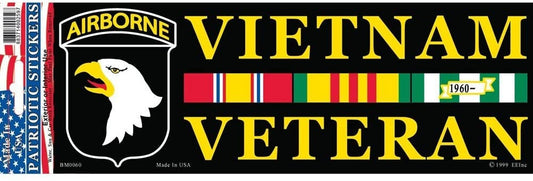 101st AIRBORNE VIETNAM VETERAN Bumper Sticker Decal - Vietnam Veteran Vets Military Navy Marines Army Craft Supply