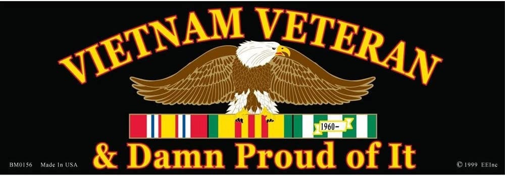 Vietnam Veteran & Proud Of It Bumper Sticker Decal - Vietnam Veteran Vets Military Navy Marines Army Air Force Craft Supply