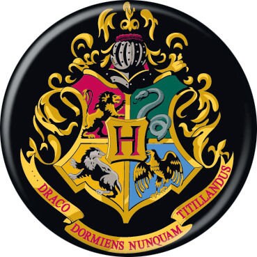 HARRY POTTER Pinback Button Badge - Hogwarts Crest - Classic Movie! - Round 1.25" Button