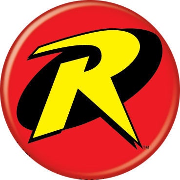 BATMAN Pinback Button Badge - Robin Logo - Classic Tv - Round 1.25" Button