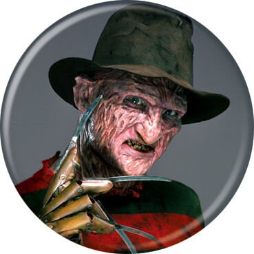 NIGHTMARE ON ELM Street Pinback Button Badge - Freddy on Grey - Classic Horror Movie! - Round 1.25" Button Craft Supply