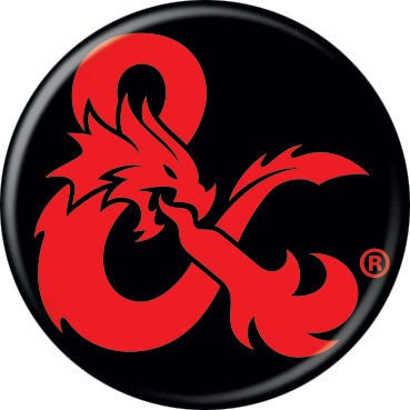 DUNGEONS & DRAGONS Pinback Button Badge - DND Dragon Ampersand - Round 1.25" Button -  Role Playing Card Game Trading