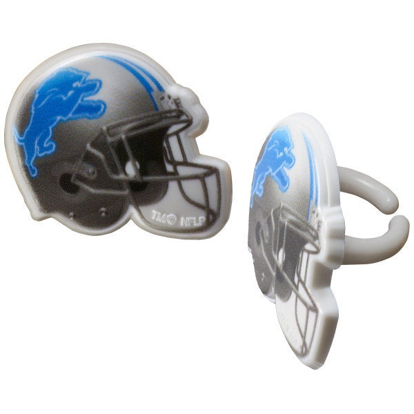 12 DETROIT LIONS Cupcake Rings NFL Cake Toppers for Birthday Party Decoration Craft Supply