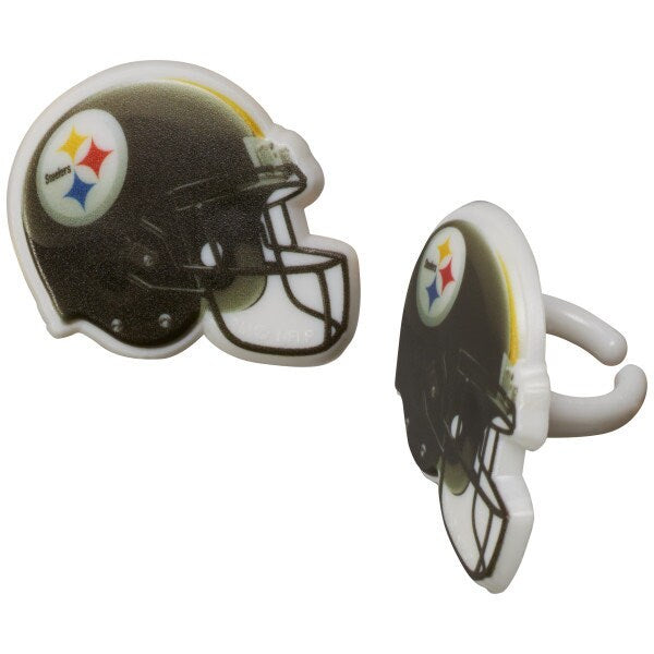 12 PITTSBURGH STEELERS Cupcake Rings NFL Cake Toppers for Birthday Party Decoration Craft Supply