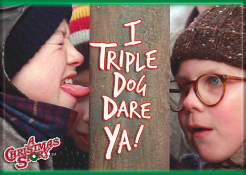 A CHRISTMAS STORY Triple Dog Dare Magnet for Refrigerators and Lockers Classic Movie Funny