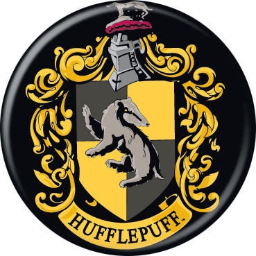 HARRY POTTER Pinback Button Badge - Hufflepuff Crest - Classic Movie! - Round 1.25" Button
