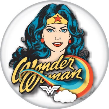 WONDER WOMAN Pinback Button Badge - White Background DC Comics - Round 1.25" Button Craft Supply