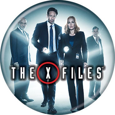 X FILES Pinback Button Badge - Cast - Classic TV Series - Round 1.25" Button - David Duchovny Scully Gillian Anderson Mulder