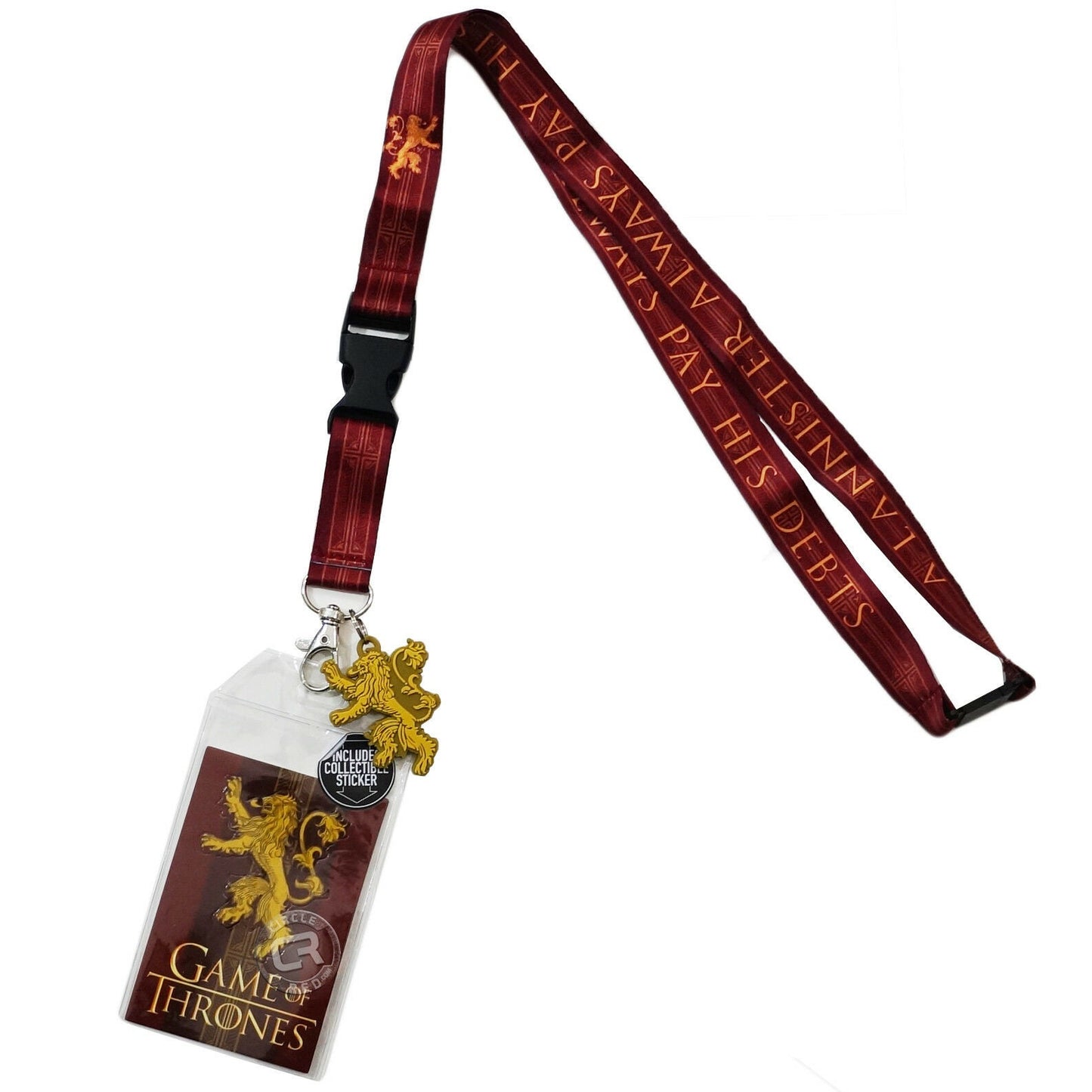 GAME Of THRONES House Lannister Lanyard with Rubber Charm, Buckle, and ID Holder - Hard To Find!
