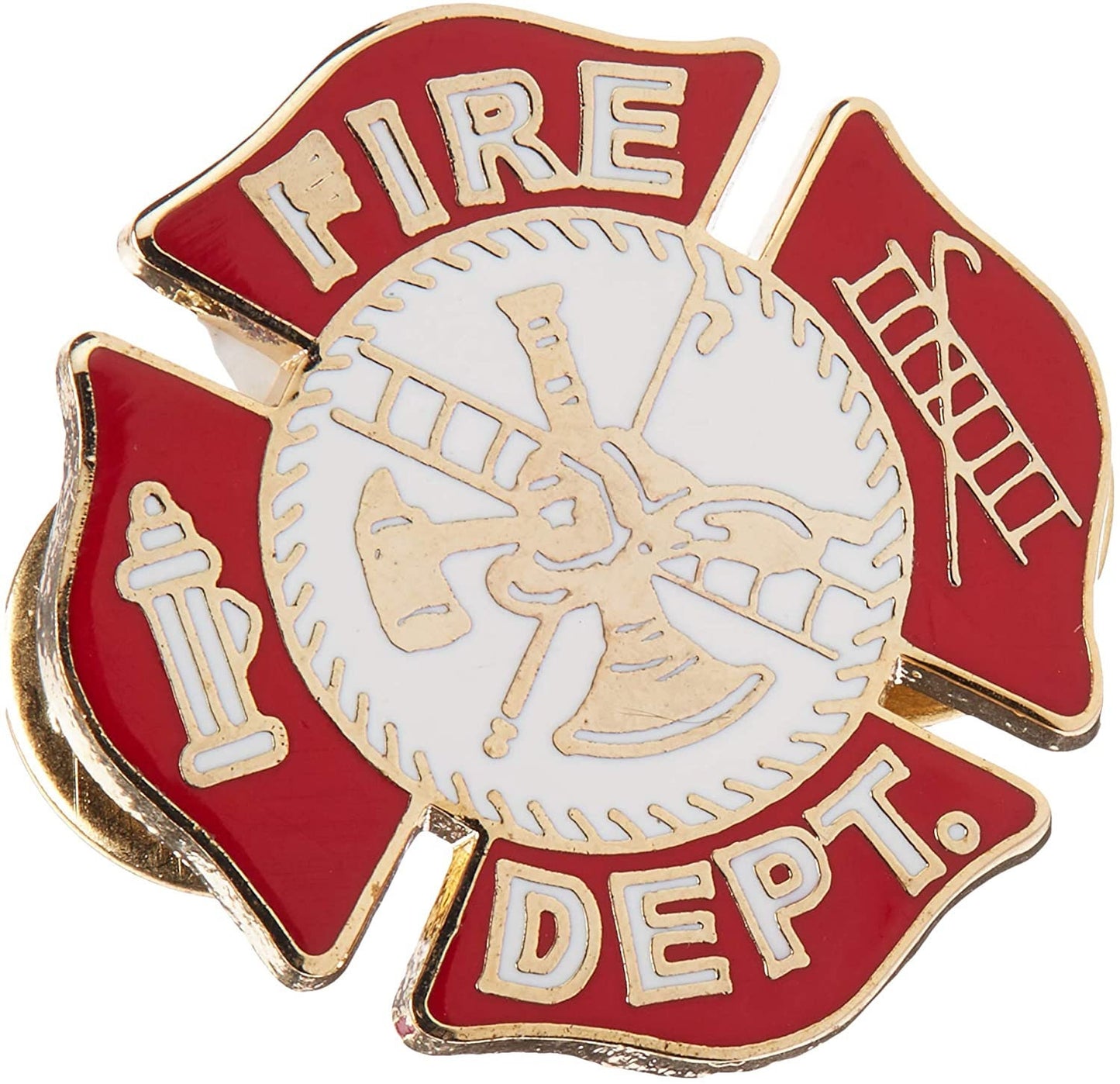 FIRE DEPT Shield Crest Firefighter Lapel Pin - Enamel Pin for Backpack Tie Shirt Trading Button Pinback
