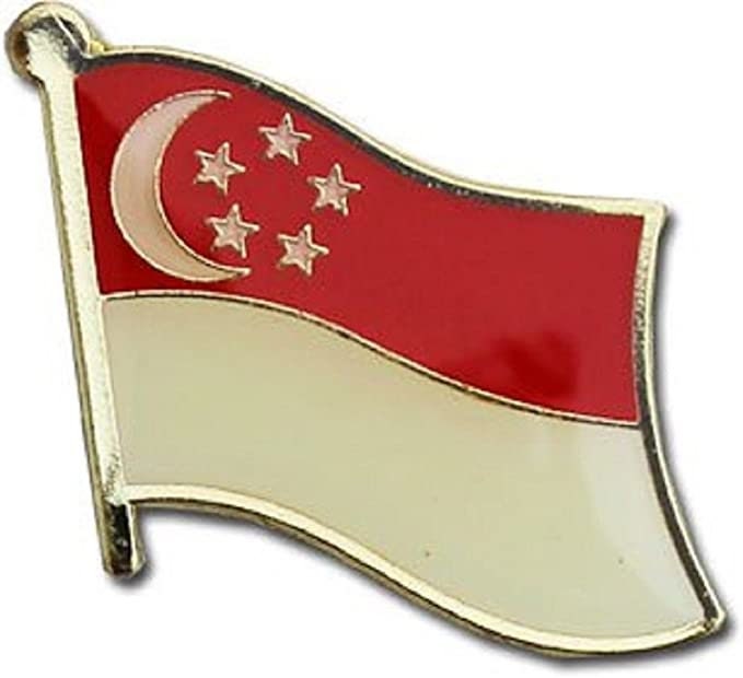 SINGAPORE World National Flag Lapel Pin - Enamel Pin for Backpack Tie Shirt Trading Button Pinback
