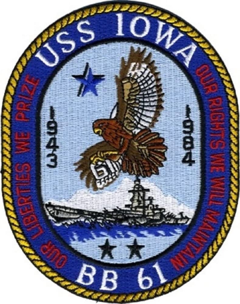 NAVY USS Iowa BB 61 Retired Battleship United States Navy Embroidered Patch Applique