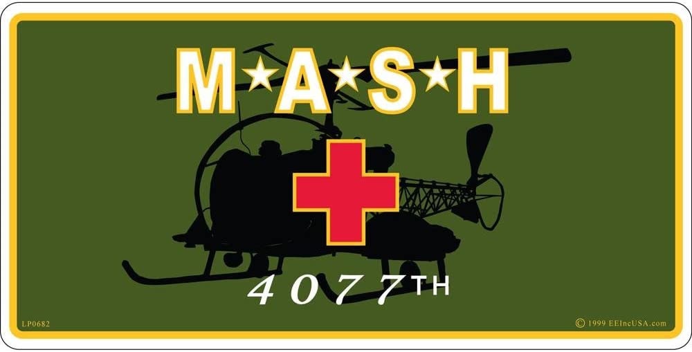 MASH 4077th Helicopter Metal License Plate - Military Vet Veteran - United States Army
