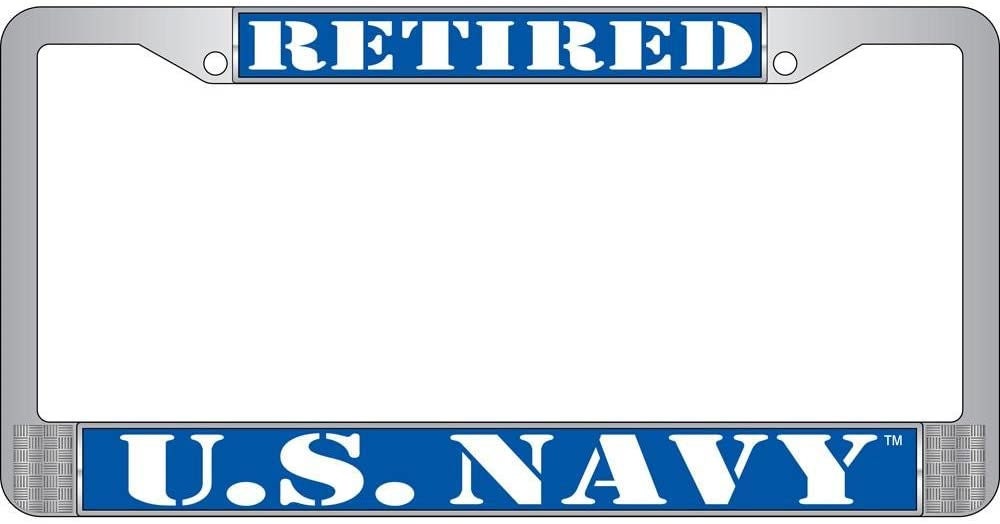 U.S. NAVY Retired Metal License Plate Frame - United States NAVY Veteran Craft Supply