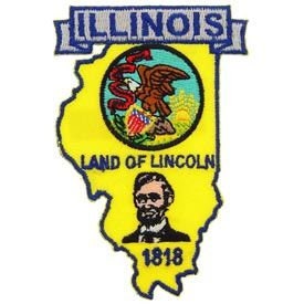 ILLINOIS State Map Embroidered Patch Applique - USA United States of America Patch