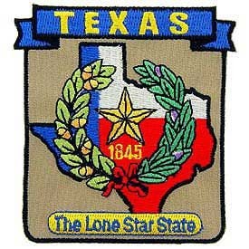 TEXAS State Map Embroidered Patch Applique - USA United States of America Patch