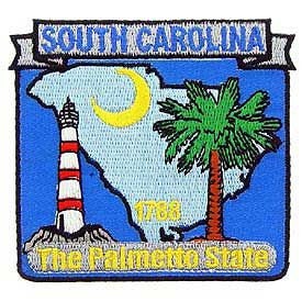 SOUTH CAROLINA State Map Embroidered Patch Applique - USA United States of America Patch