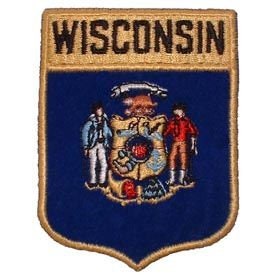 WISCONSIN State Shield Embroidered Patch Applique - USA United States of America Patch