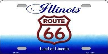 ROUTE 66 Illinois State Background Metal License Plate Sign Novelty Vanity