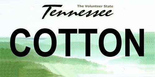 COTTON Tennessee State Background Metal License Plate Sign Novelty Vanity