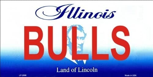 BULLS Illinois State Background Metal License Plate Sign Novelty Vanity