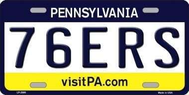 76ERS Pennsylvania State Background Metal License Plate Sign Novelty Vanity Craft Supply