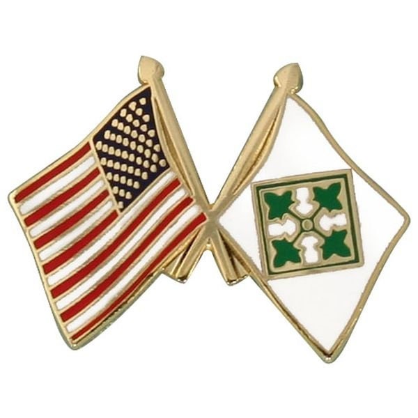 U.S. ARMY 4th Infantry Division Crossed Flags Lapel Pin - American Flag Enamel Pin for Backpack Tie Shirt Trading Button Pinback