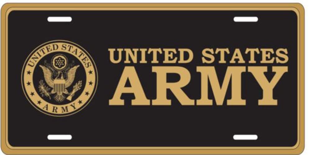 U.S. ARMY Insignia Logo Metal License Plate - Military Vet Veteran - United States Army