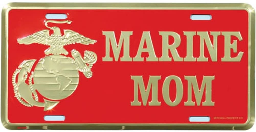 United States Marine Corps Marine Mom Metal License Plate - Military Vet Veteran - United States Marines USMC Marine Mom