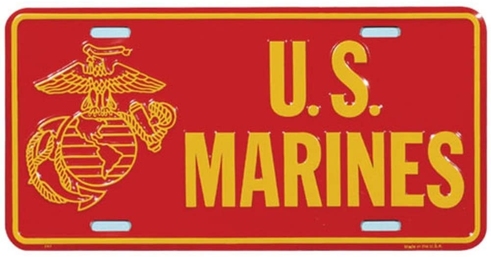 United States Marine Corps Globe & Anchor Metal License Plate - Military Vet Veteran - United States Marines USMC Globe Anchor Logo
