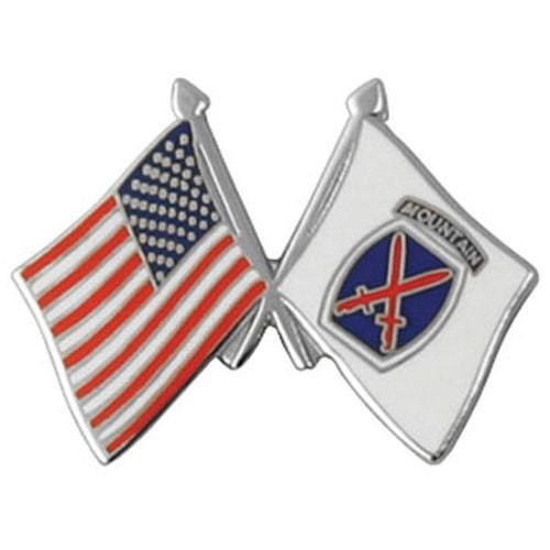 U.S. ARMY 10th Mountain Division Crossed Flags Lapel Pin - American Flag Enamel Pin for Backpack Tie Shirt Trading Button Pinback