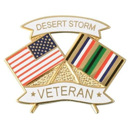 DESERT STORM VETERAN Lapel Pin - American Flag Veteran United States Military Enamel Pin for Backpack Tie Shirt Trading Button Pinback