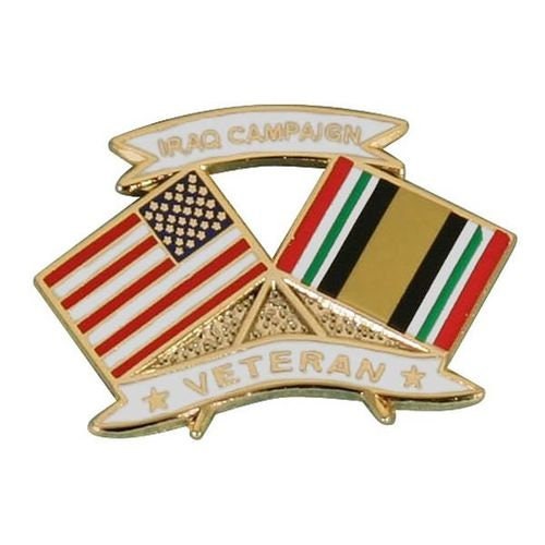 IRAQ CAMPAIGN VETERAN Lapel Pin - American Flag Veteran United States Military Enamel Pin for Backpack Tie Shirt Trading Button Pinback
