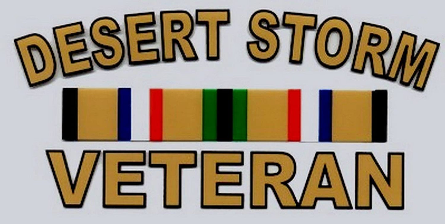 DESERT STORM VETERAN Campaign Ribbon Clear Decal Sticker - United States Military Clear Decal For Car Truck Window Vehicle