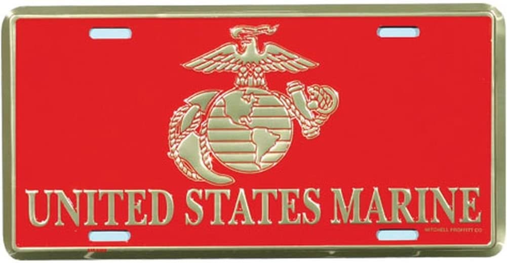 UNITED STATES MARINE Globe & Anchor Metal License Plate - Military Vet Veteran - United States Marines Usmc Globe Anchor ega Logo