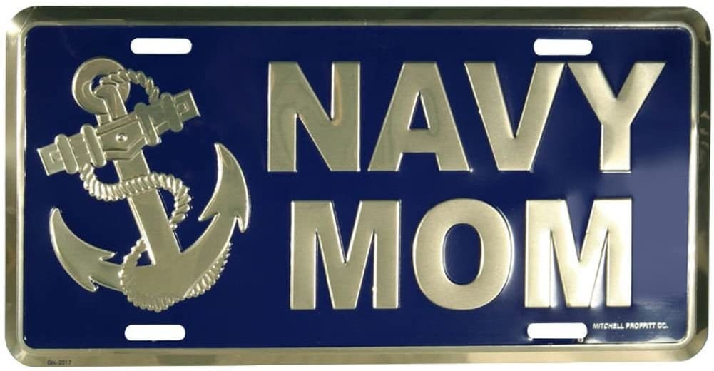 NAVY MOM Metal License Plate - Military Vet Veteran - United States NAVY Mom Usn
