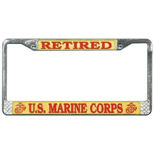 UNITED STATES MARINES Retired Metal Chrome License Plate Frame - U.S.M.C United States Marines Craft Supply